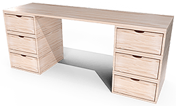 großer Holzwürfel Schreibtisch