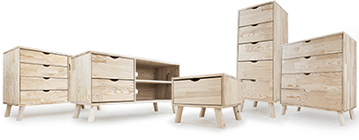Muebles salón escandinavo madera